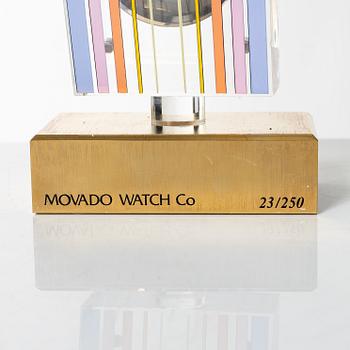Yaacov Agam, Movado, "Rainbow", Two wrist watches, a table clock and a pocket watch.