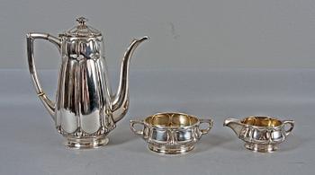 KAFFESERVIS, 3 delar, silver, Otto Larsson, Landskrona, 1922.