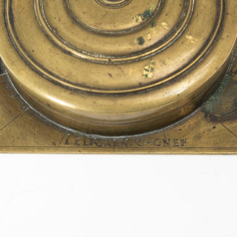 A brass sundial compass by J. Elfgren (instrument maker active ca 1750-1801).