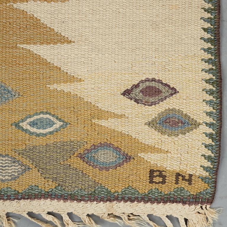 Barbro Nilsson, matto, "Tånga ljus", flat weave, ca 253,5 x 185,5-187,5 cm, signed AB MMF BN.