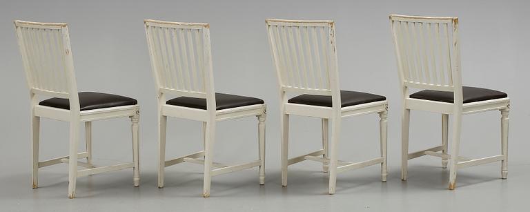 MATGRUPP, 5 delar + 2 iläggsskivor, gustaviansk stil, 1900-tal.