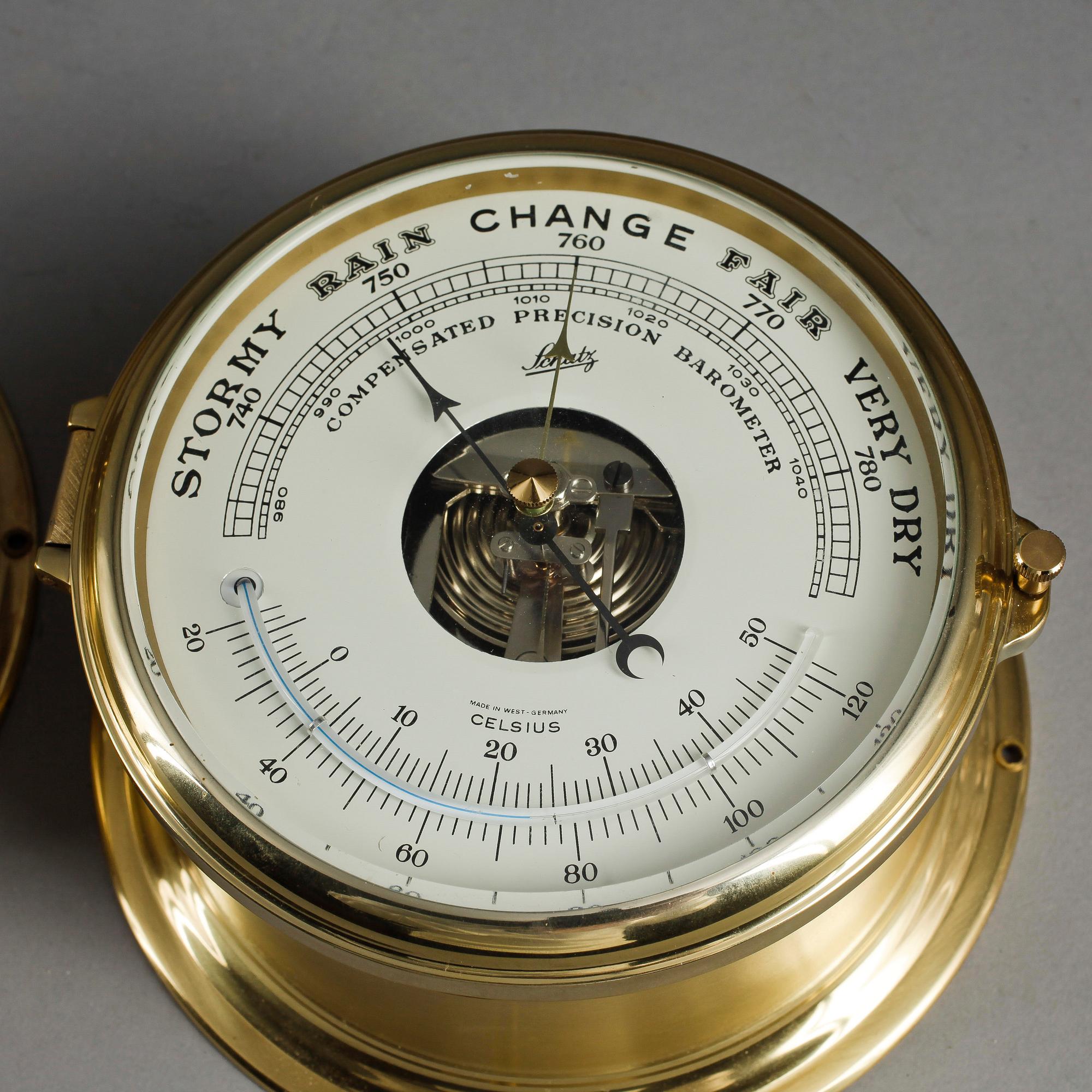SKEPPSUR SAMT BAROMETER, mässing, "Royal Mariner", Schatz, Tyskland, 1900-talets andra hälft.