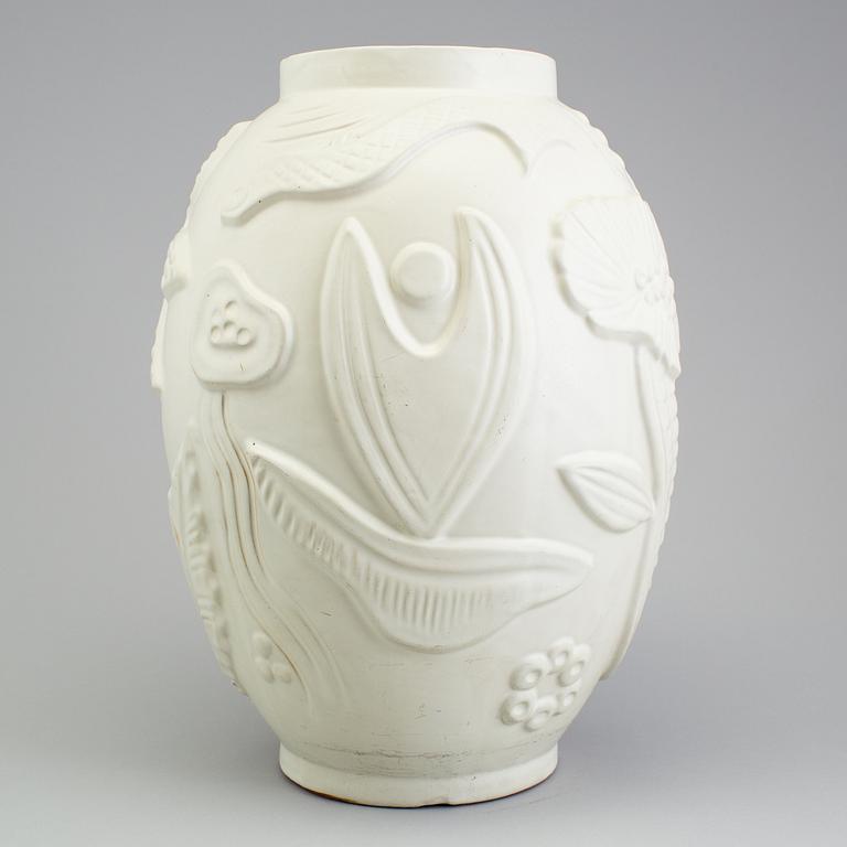 An earthenware floor vase designed by Anna - Lisa Thomson for Uppsala Ekeby, 1940's.