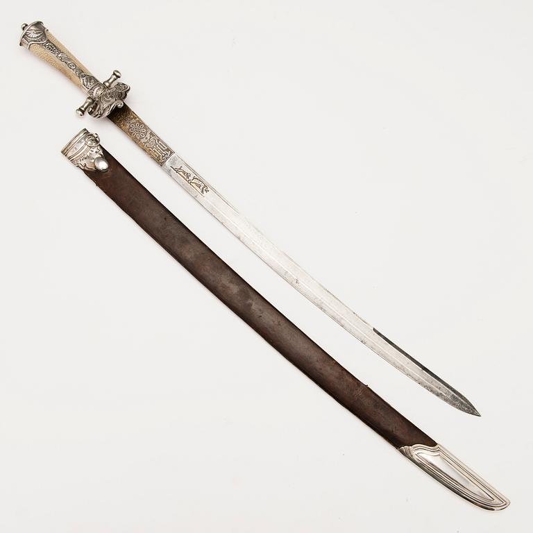 A Danish 18th Century silver-mounted hunting dagger.