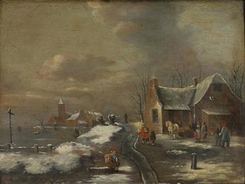 Dutch school, 17/18h century, Village in winter.