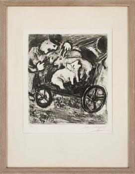 Marc Chagall · MARC CHAGALL, etsning, sign o numr 92. ”Le Berger et son troupeau”, ur: ”Les Fables de la Fontaine”.