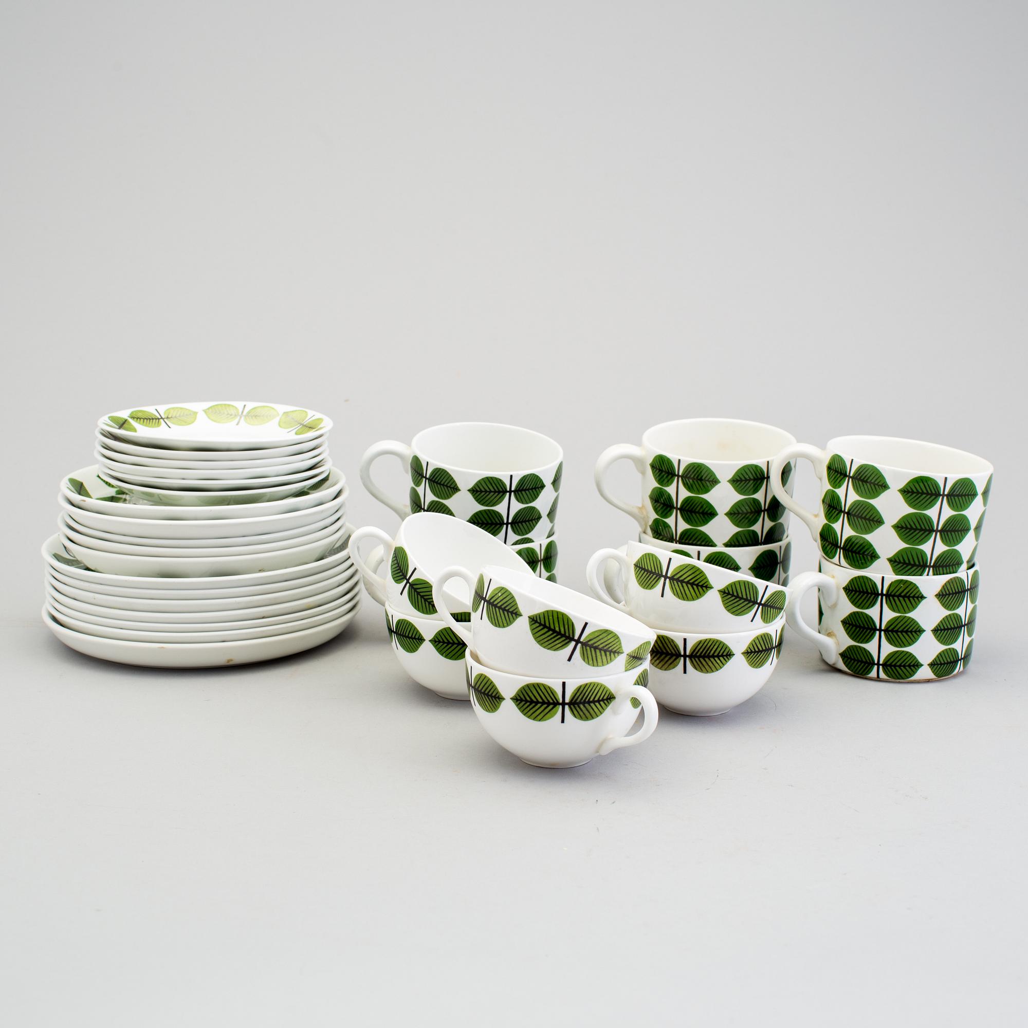 STIG LINDBERG, "Berså", 18 delar, kaffe och te-servis, porslin, Gustavsberg,
