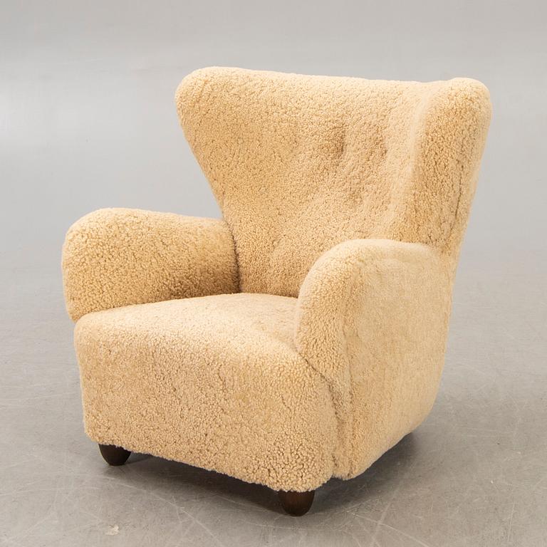 A Danish lambskin 1940s armchair.