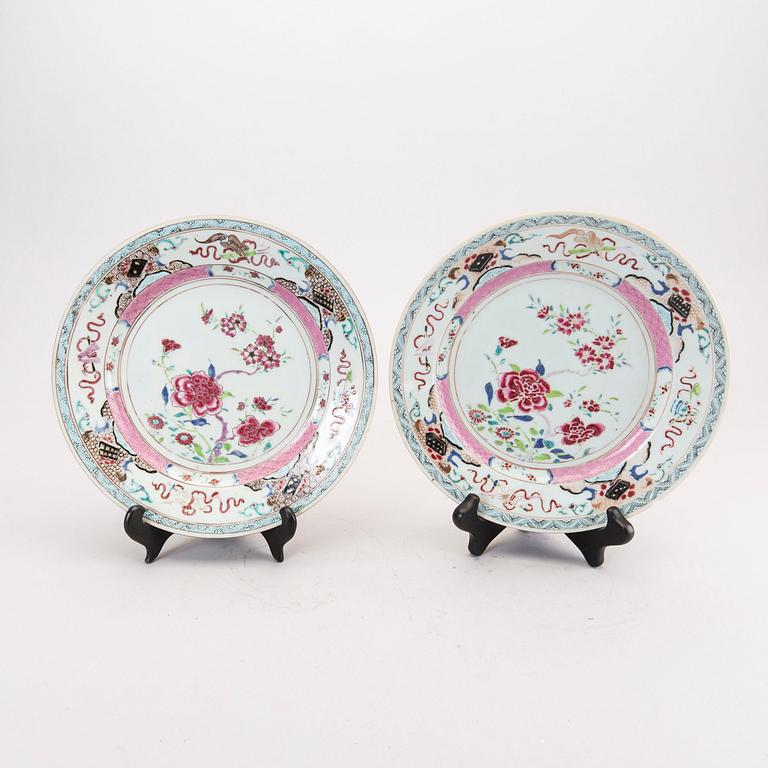 A set of four different Qing Dynsaty porcelain plates.