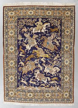 Matto, Old Qum, part silk, ca 207 x 140 cm.