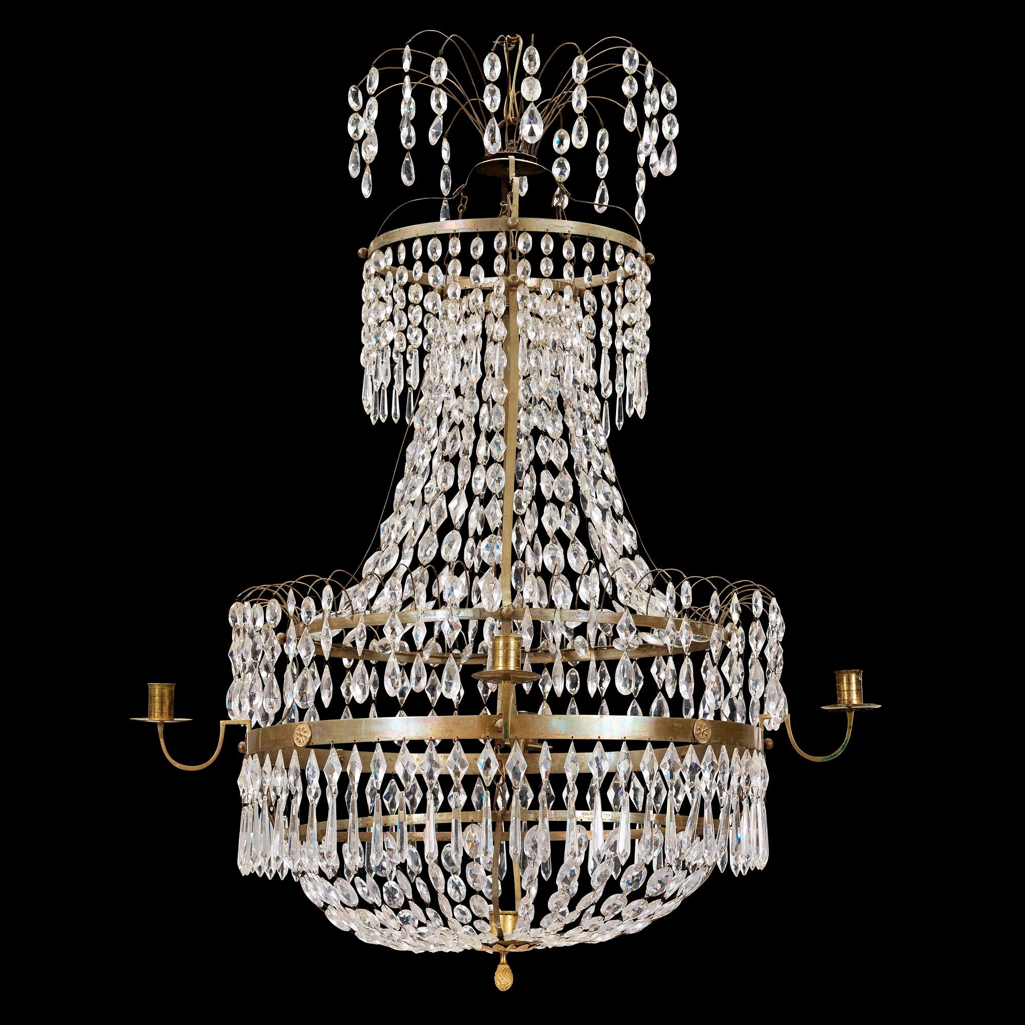 A late Gustavian early 19th century five-light chandelier.