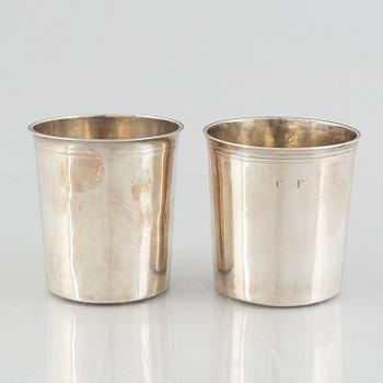 A set of four silver beakers, including Anders Rothman the Younger, Örebro, 1852-54.