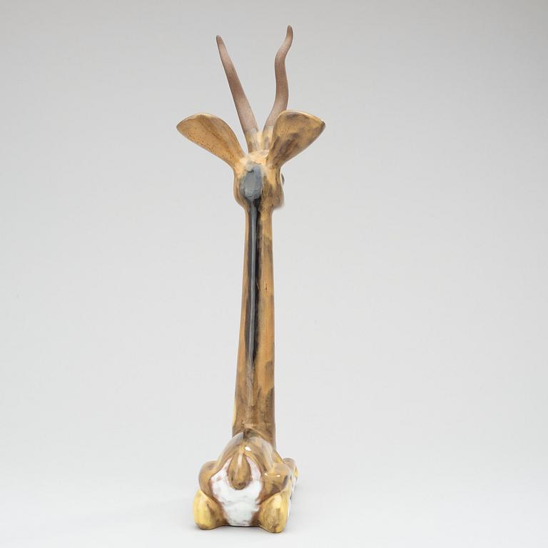 A Vicke Lindstrand stoneware figure of a gazelle, Upsala-Ekeby, 1948-60.