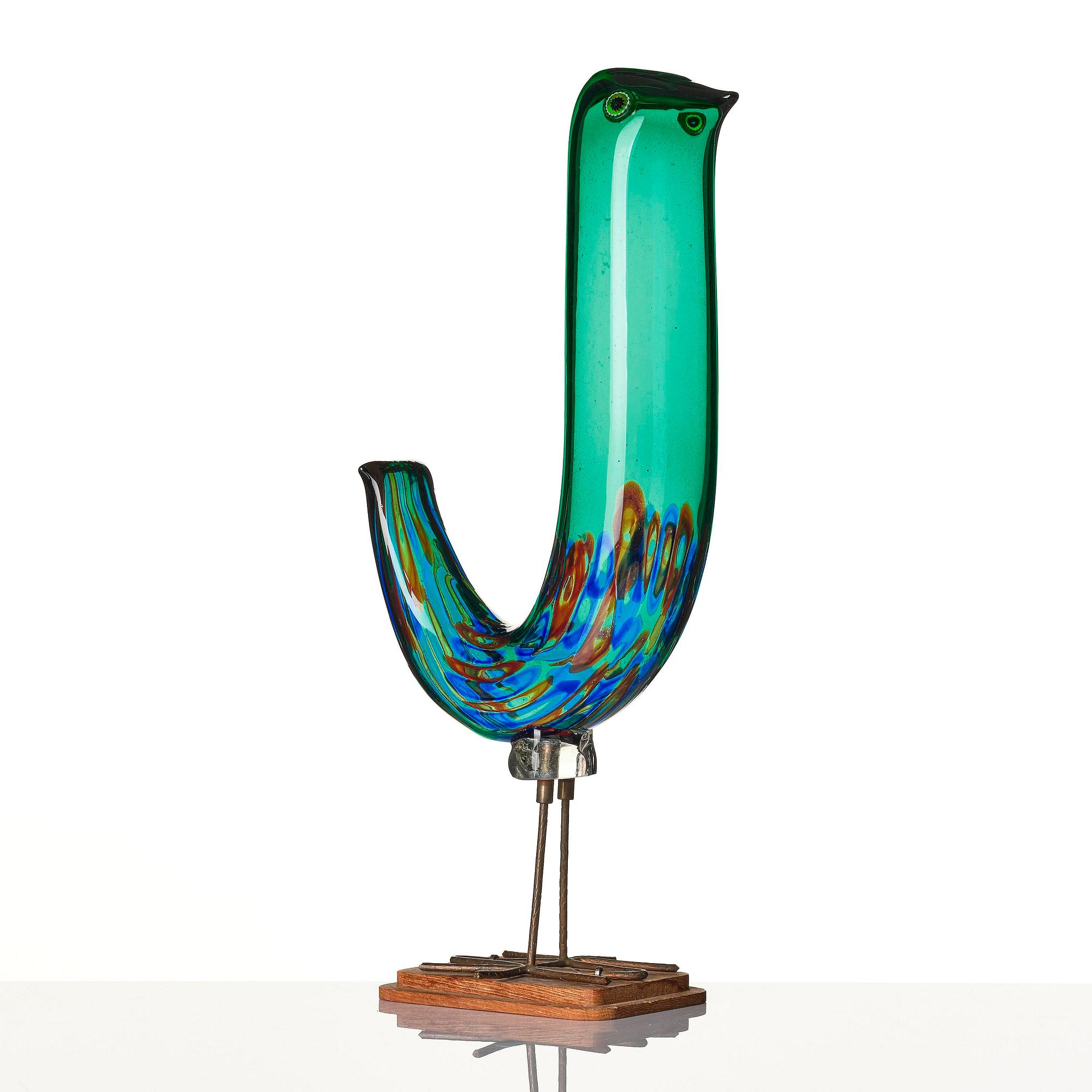 Alessandro Pianon, skulptur, "Pulcino", glas, fågel, Vistosi, Italien, 1960-tal.