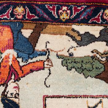Carpet, Figural Keshan, approx. 200 x 130 cm.