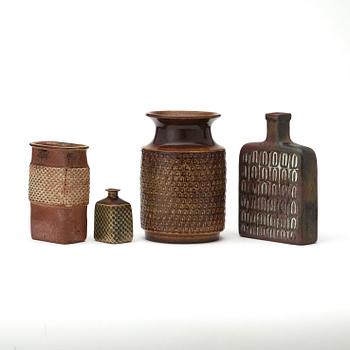 Stig Lindberg, A set of four stoneware vases, Gustavsberg Studio 1966-67.