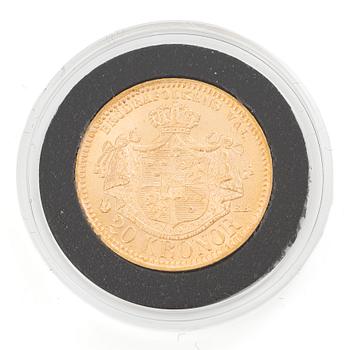 Guldmynt, Sverige, Oskar II, 20 kronor, 1884.