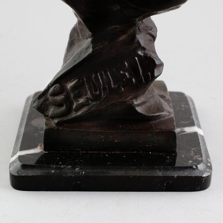 EMMANUEL VILLANIS, skulptur, brons, "Seule!", signerad, Frankrike, 1900-talets första hälft.