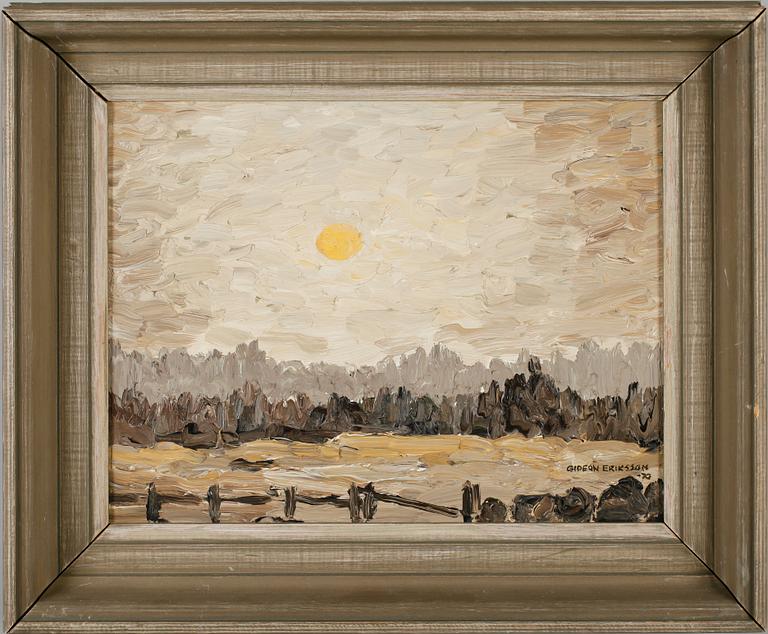 GIDEON ERIKSSON, olja på pannå, sign och dat -70.