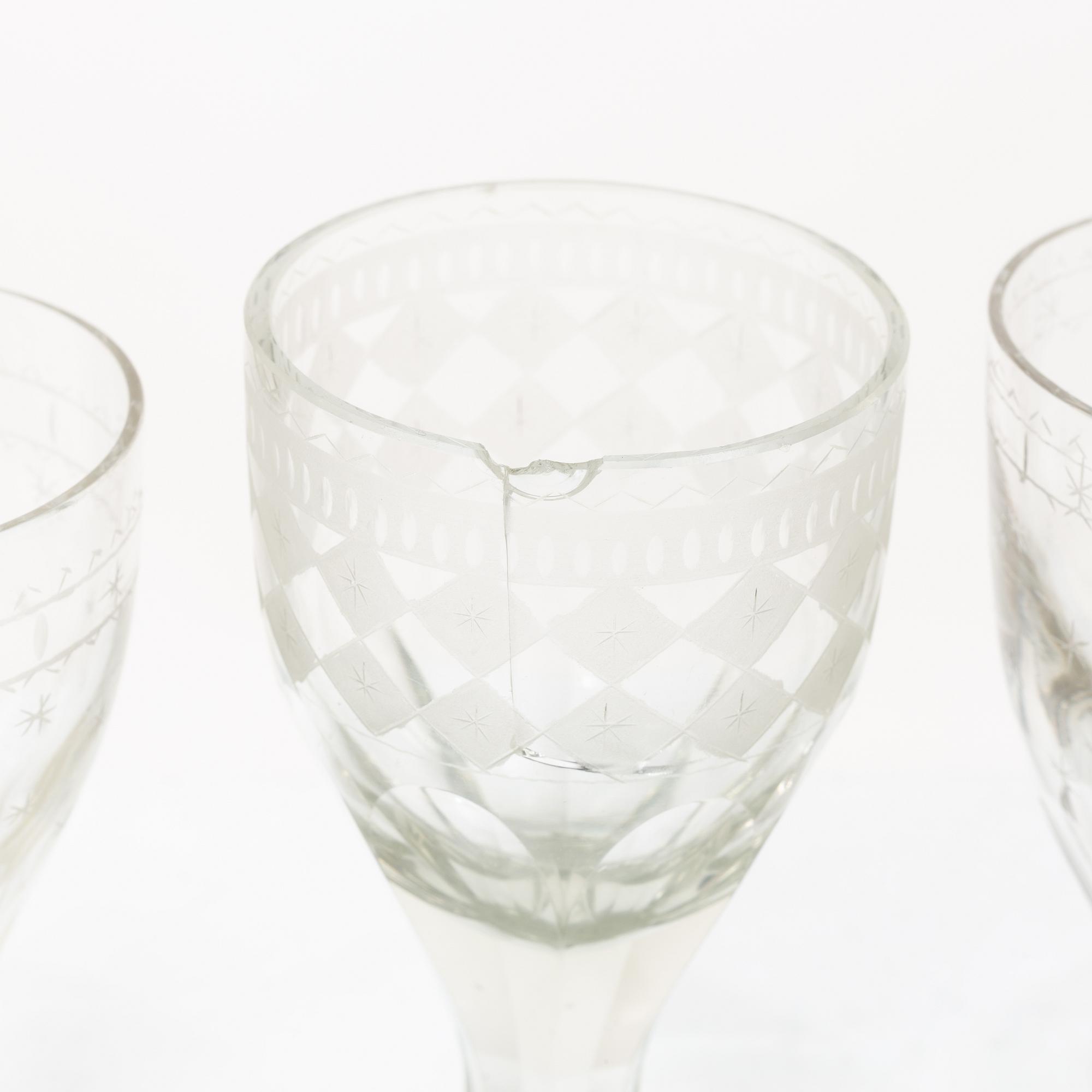 A set of thirty late Gustavian glasses, including from Casimirsborgs glassworks, late 18th/early19th century.
