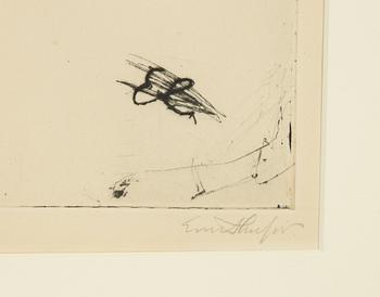 Evert Lundquist, etching, signed 11/50.