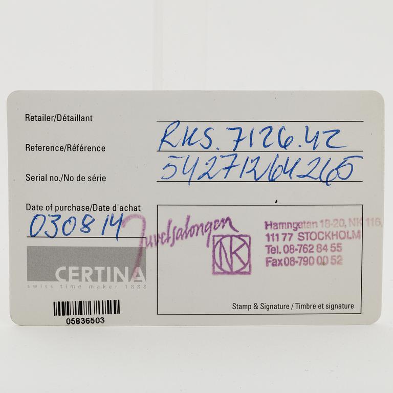 CERTINA, DS 40, wristwatch, chronograph, 38 mm.