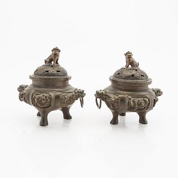 A pair of early 1900s bronze censers.