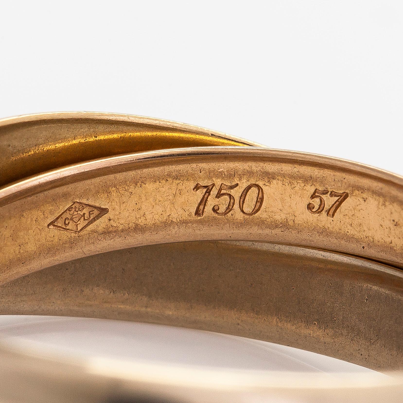 Cartier, an 18K 'Trinity' ring in three colours.