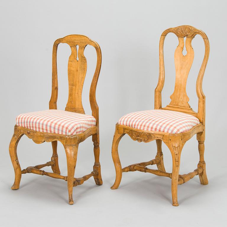 Stolar, snarlika, 8 st, rokoko, 1700-talets mitt.