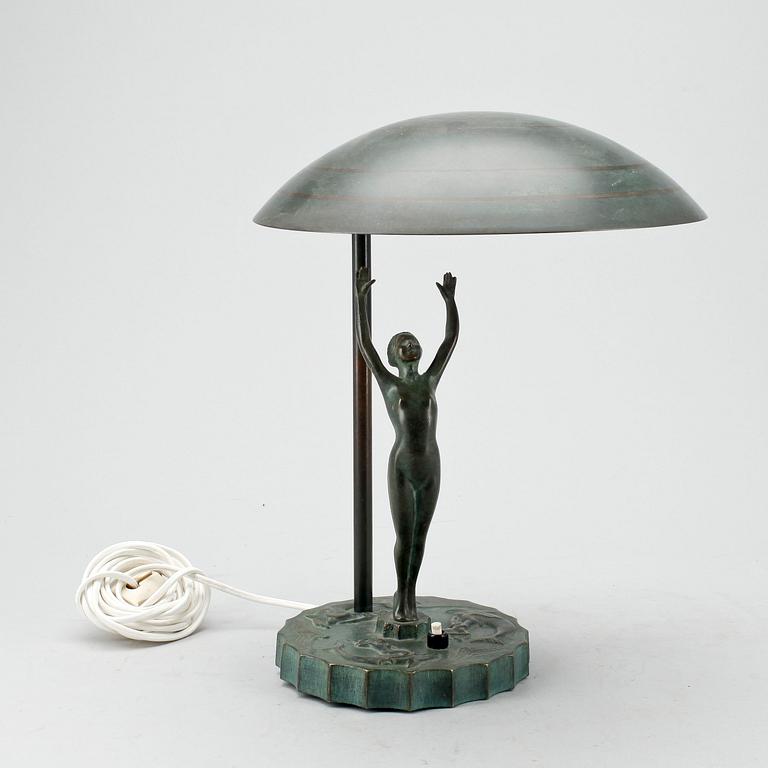 BORDSLAMPA, brons, art deco, 1920-tal.