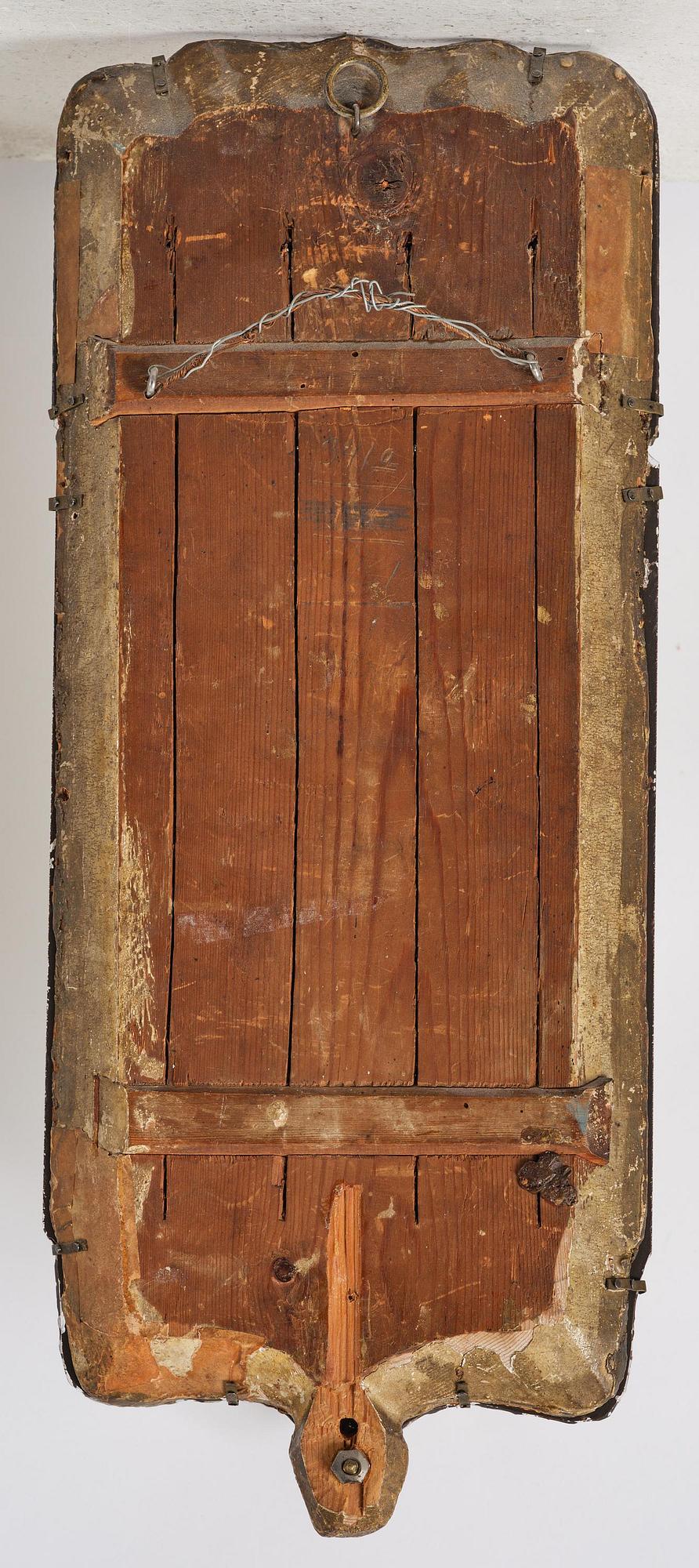 A pair of Swedish engraved-glass one-branch girandole mirrors, later part 18th century.