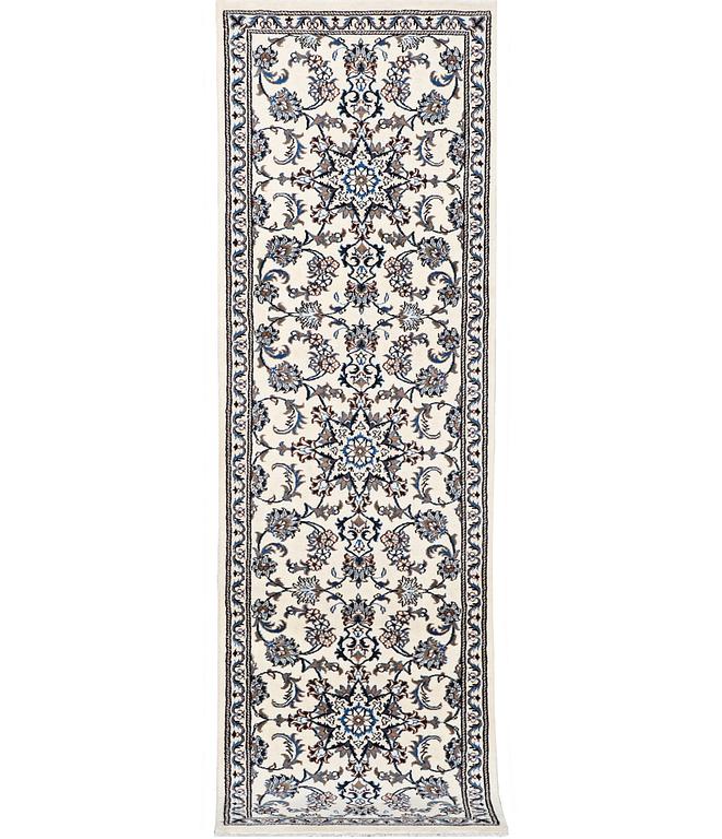 A runner carpet, Nain, part silk, c. 301 x 78 cm.