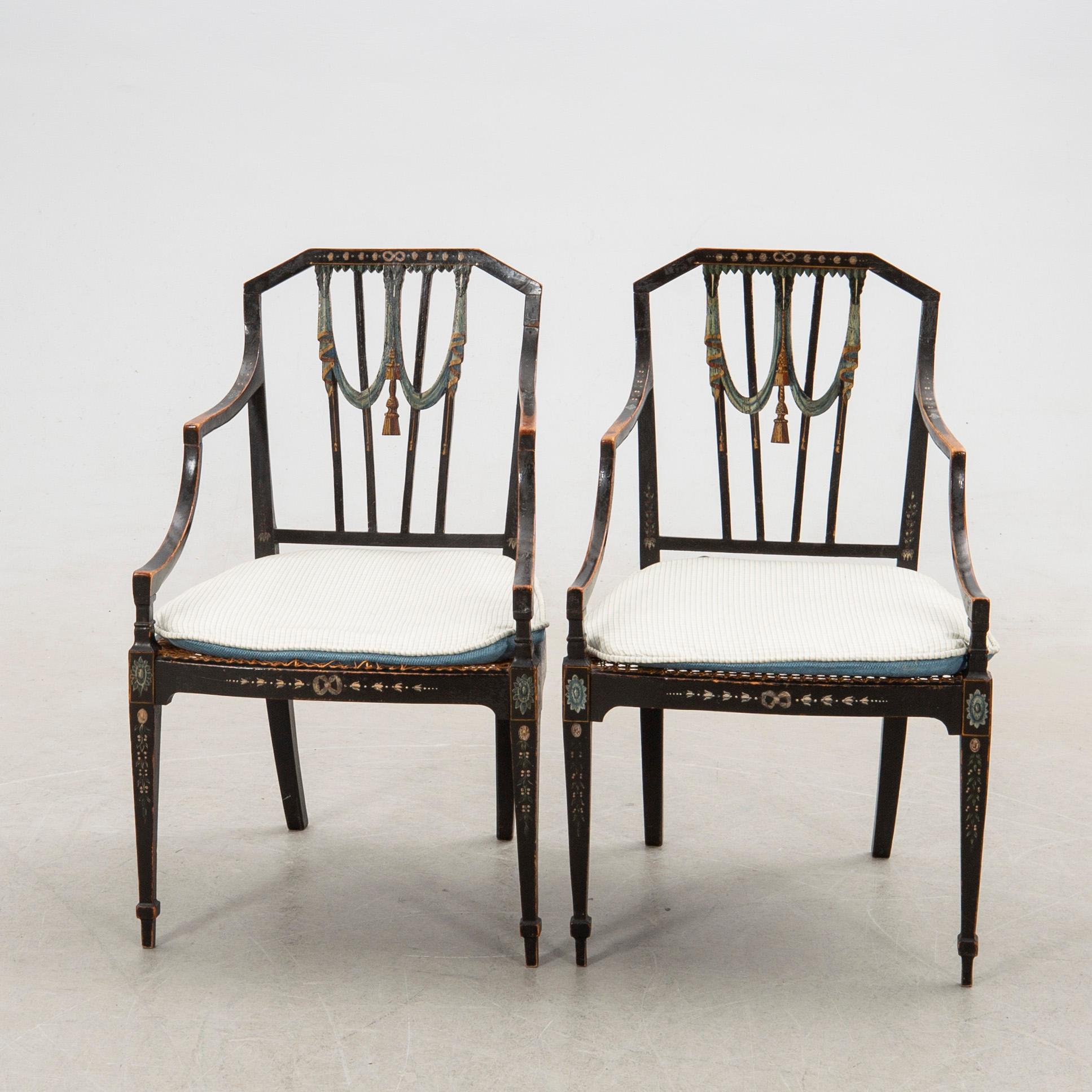 Armchairs, a pair, Denmark, 19th century.