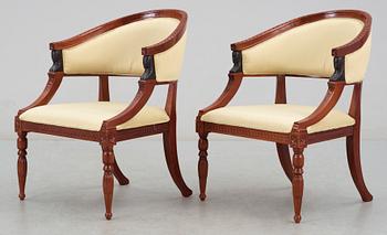 BALJFÅTÖLJER, ett par, empirestil, modern tillverkning.