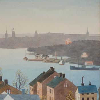 Oskar Bergman, Vy över Stockholm från Åsöberget på Söders höjder.