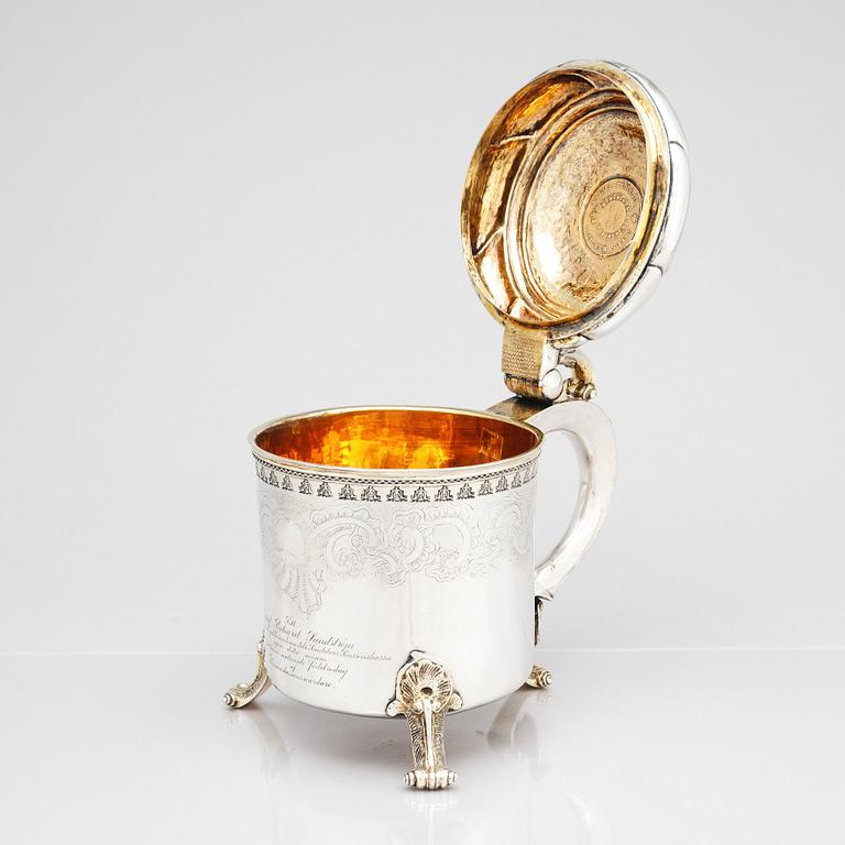 A Swedish Baroque parcel-gilt silver tankard, mark of Carl Fahlberg, Uppsala 1759.