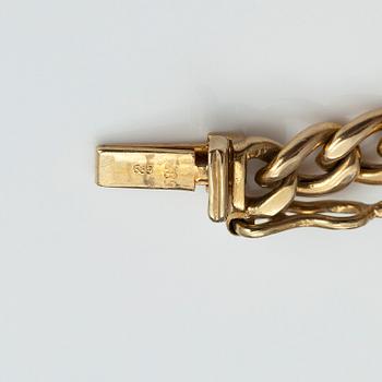 A 14K gold necklace with diamonds ca 0.035 ct in total.