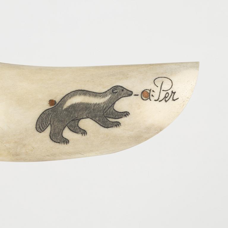 A reindeer horn knife by Per Blind, signed.