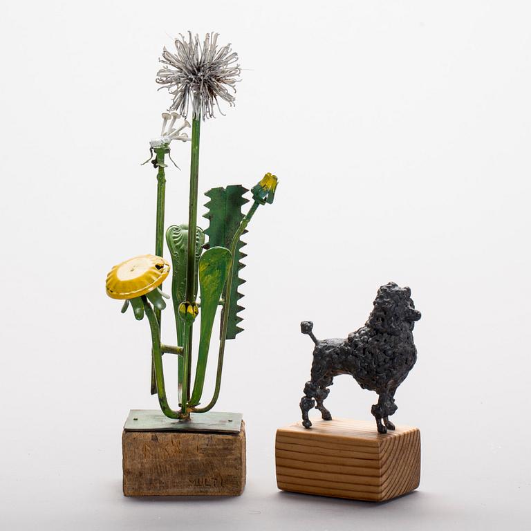 RUNE SÄLL, skulpturer, 2 st, "Multi" och "Pudel", signerade.
