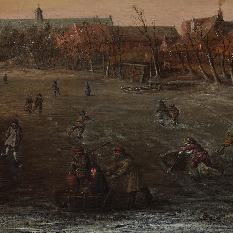 Cornelis Liefrinck II, Skaters on Dutch canal.