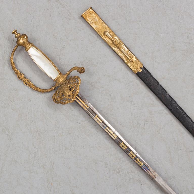 A small sword from the United Kingdoms of Sweden and Norway, second half of the 19th century.