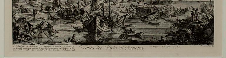 GIOVANNI BATTISTA PIRANESI, KOPPARSTICK, senare avdrag, Veduta del Porto di Ripetta.