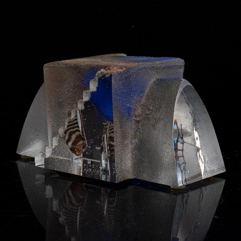 A glass sculpture by Bertil Vallien, for Kosta Boda.