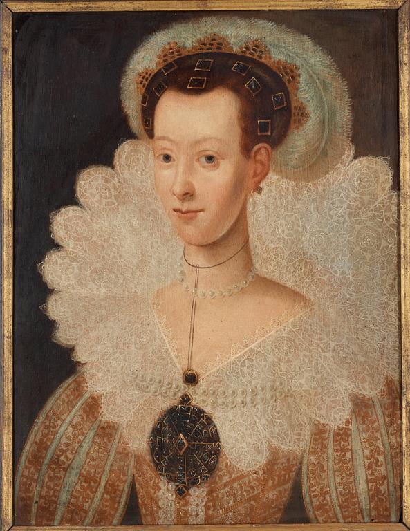 Jacob Hoefnagel Attributed to, "Konung Gustaf II Adolf" och "Drottning Maria Eleonora".