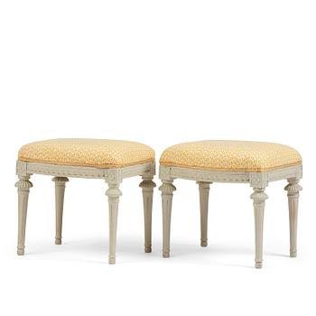 91. A pair of late Gustavian stools attributed to E. Ståhl (master in Stockholm 1794-1820).