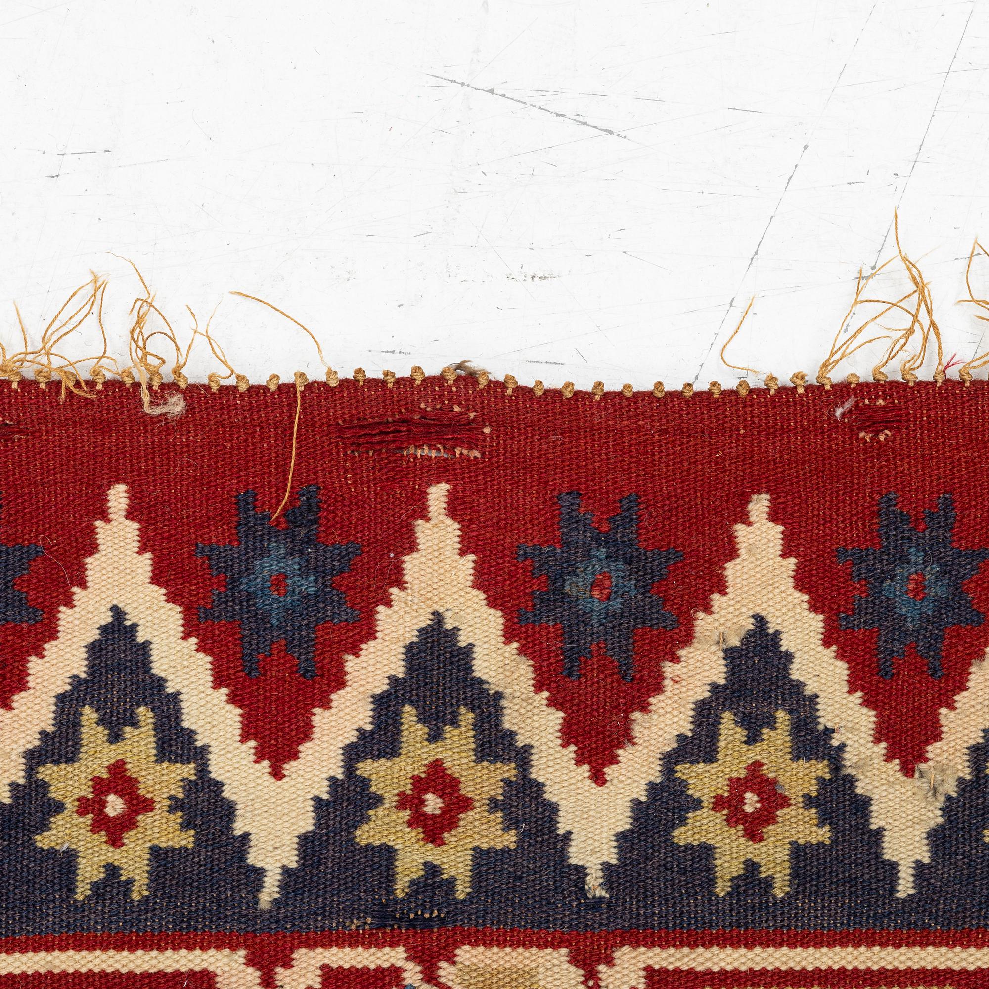 Cover, rya rug, southwestern Skåne, around the year 1900, Approx. 210 x 120 cm.