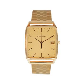 ARMBANDSUR, herr, Certina - Q. Quartz, 14k resp 18k guld. Totalvikt ca55g.