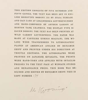 WILLEM DE KOONING, Poems by Frank O'Hara with litographs by Willem De Kooning, signerad och numrerad 174/550.