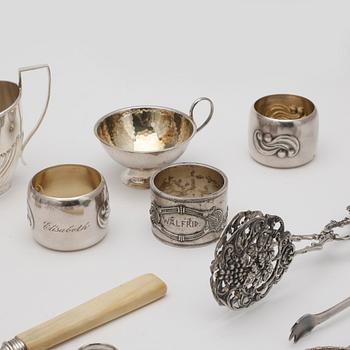 PARTI SILVER, 19 delar, tot vikt 845 gram (inkl. benskaft), bl. a GAB, 1969.