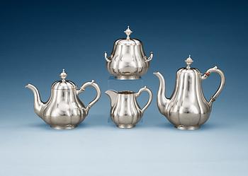 A Russian four piece parcel gilt the- and coffee-set, unidentified makers mark, St. Petersburg 1886.